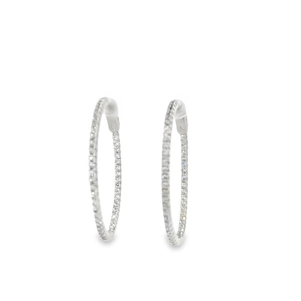 Thin Stone-Set Hoop Earrings