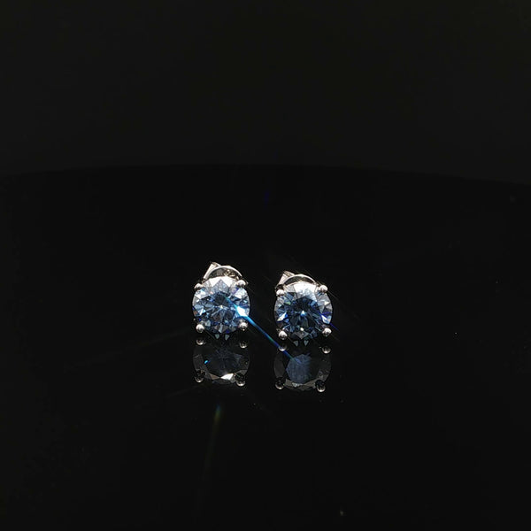 Blue Moissanite Stud Earrings