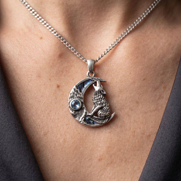 Moon Fox Blue Stone Necklace