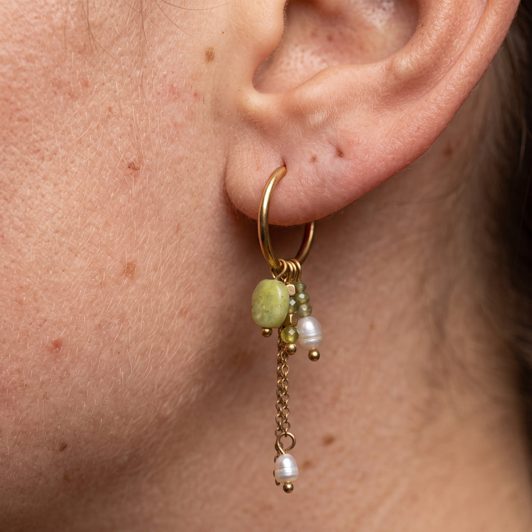 Green Stone Chain Earrings