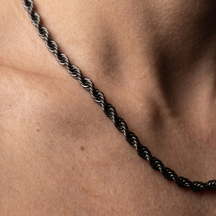 Thick Blackened Rope Necklace