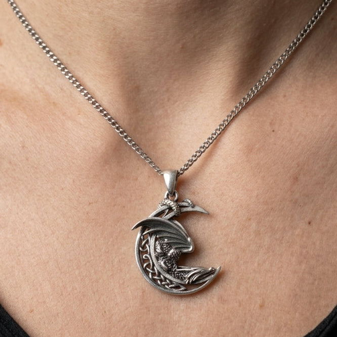 Dragon on Moon Necklace