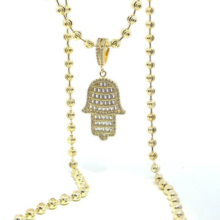 שרשרת כדורים חיתוכי לייזר | תליון חמסה