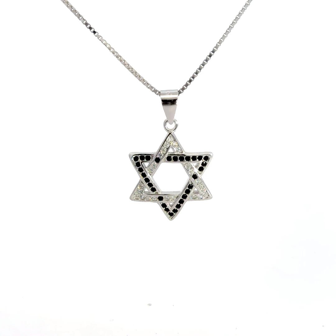 שרשרת מגן דוד משובץ | כסף 925