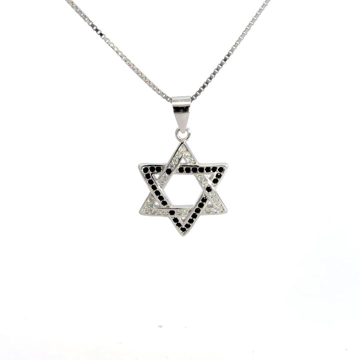 שרשרת מגן דוד משובץ | כסף 925