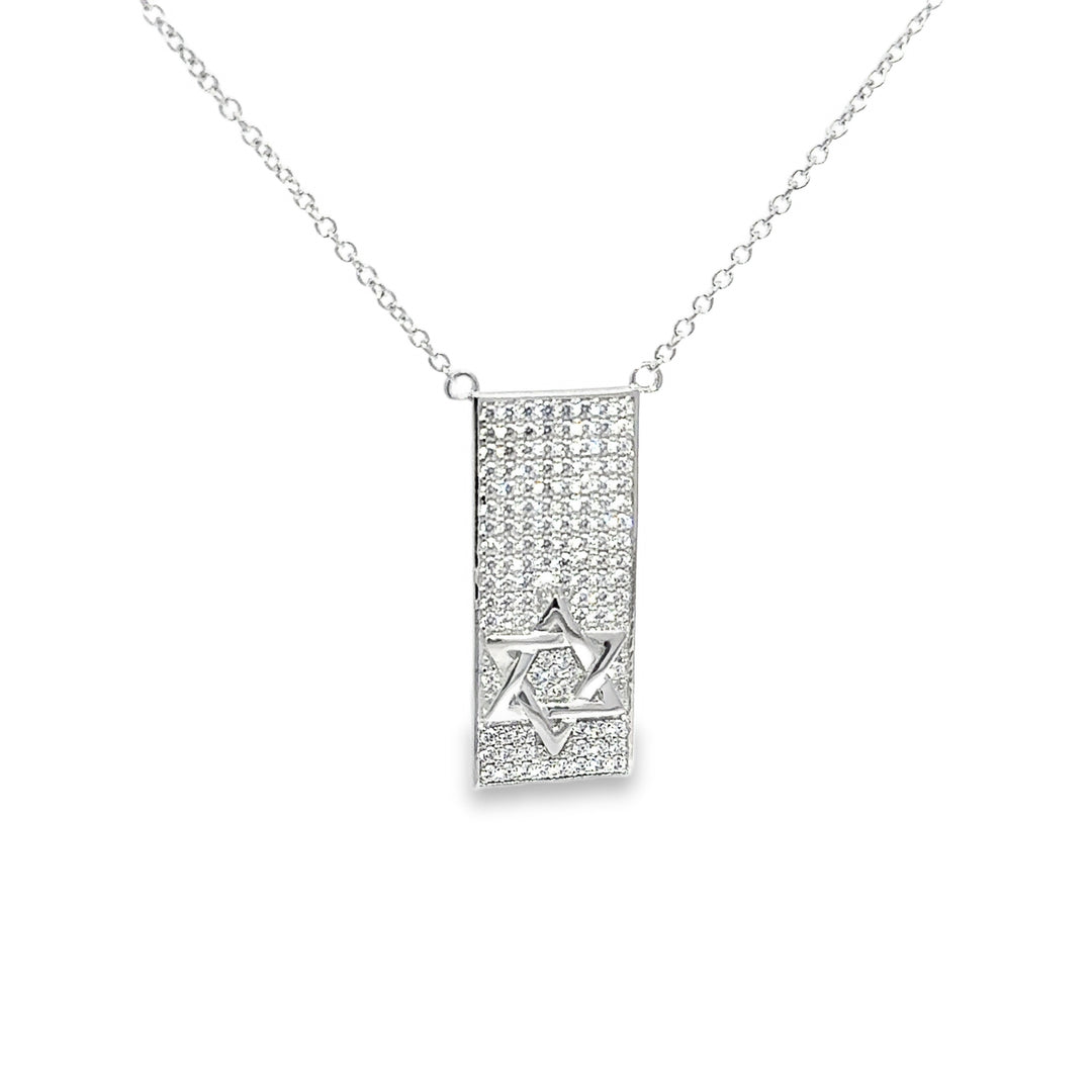 White Stone Star of David Necklace