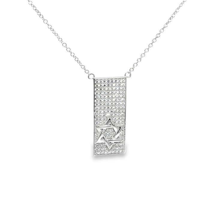 White Stone Star of David Necklace