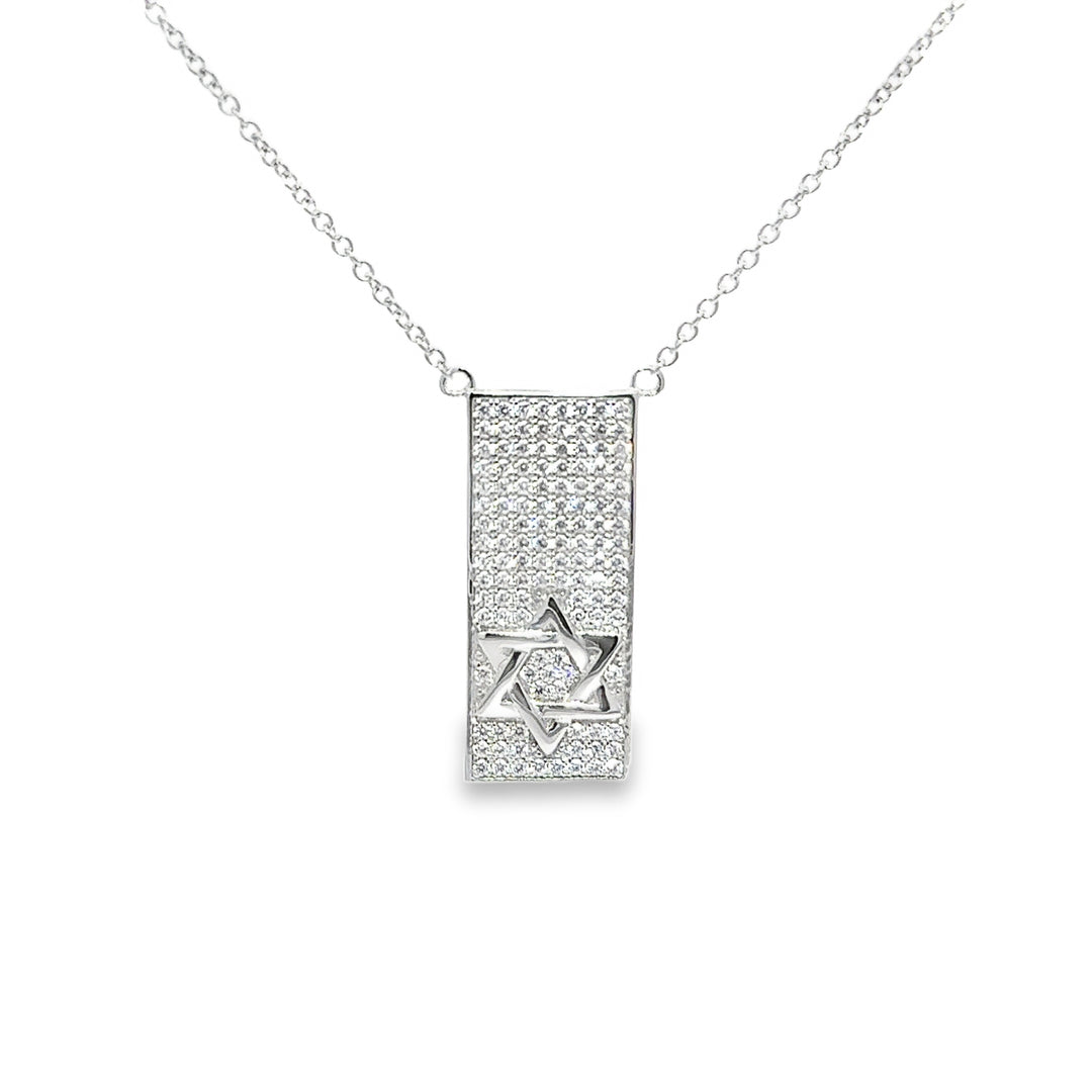 White Stone Star of David Necklace