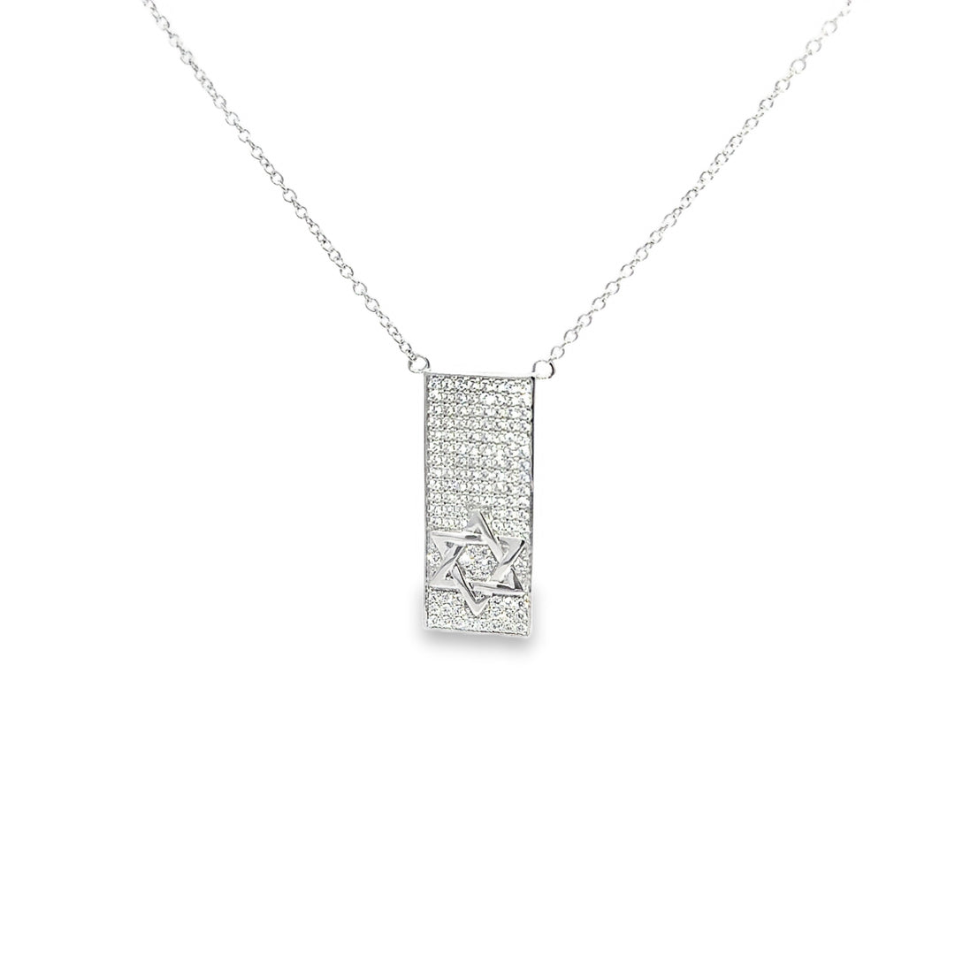 White Stone Star of David Necklace