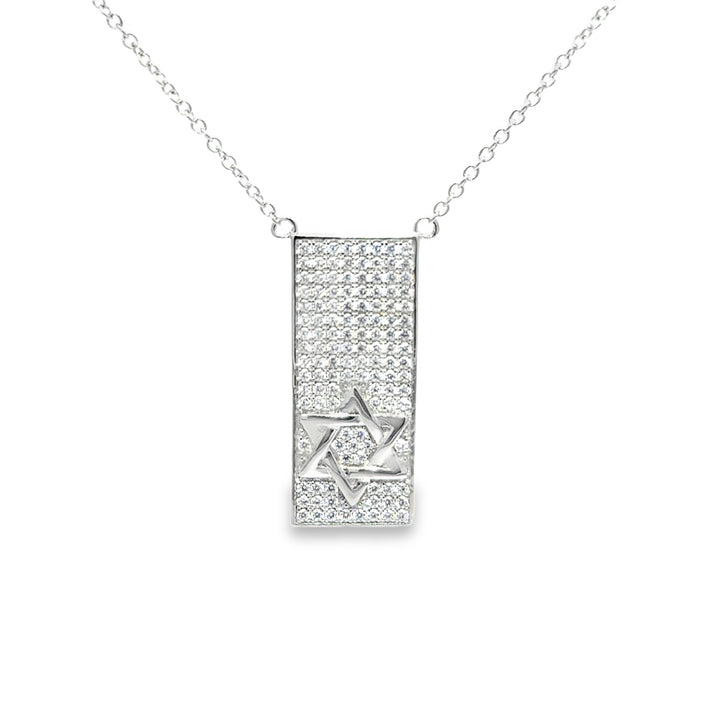 White Stone Star of David Necklace