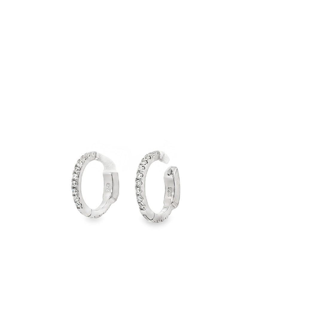Small Stone-Set Hoop Earrings