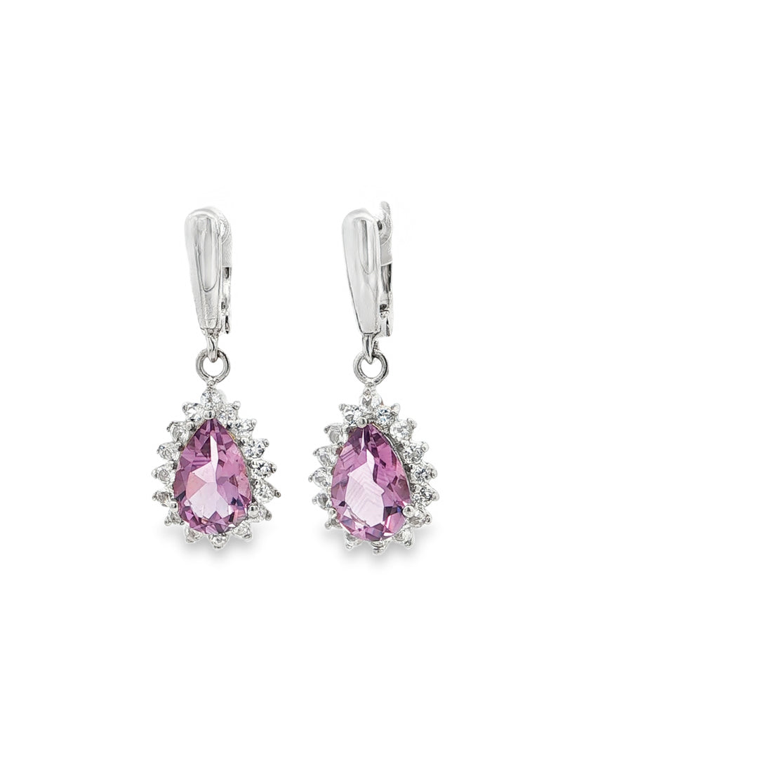 Pink Stone Drop Earrings