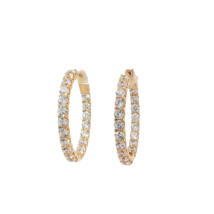Gold Bold Stone Hoop Earrings