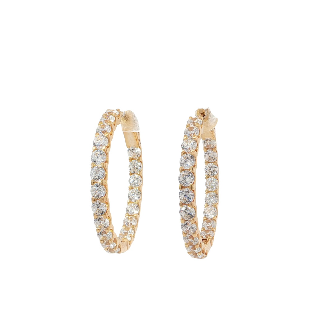 Gold Bold Stone Hoop Earrings