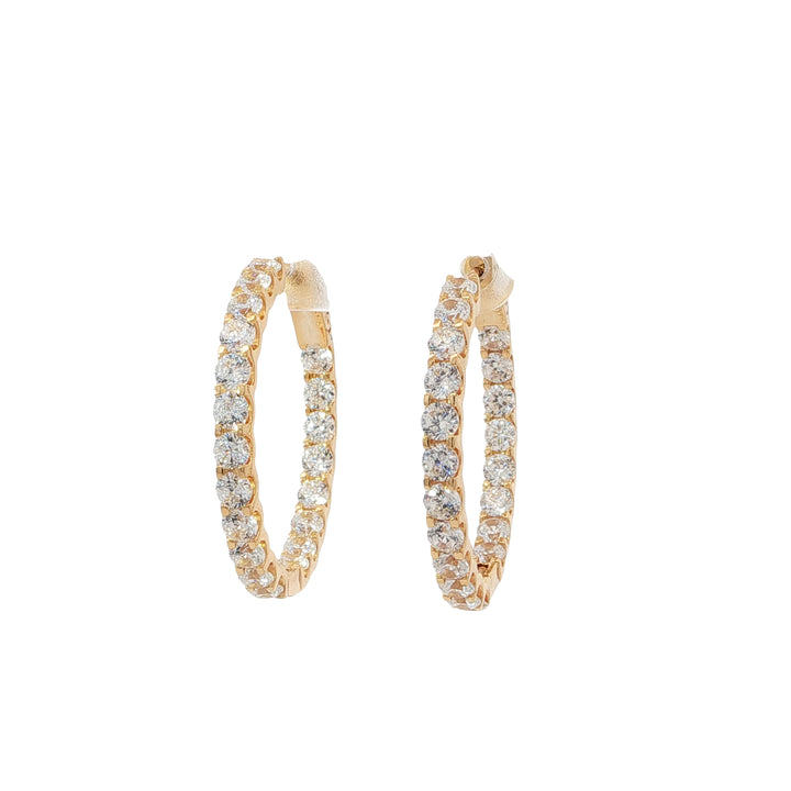 Gold Bold Stone Hoop Earrings