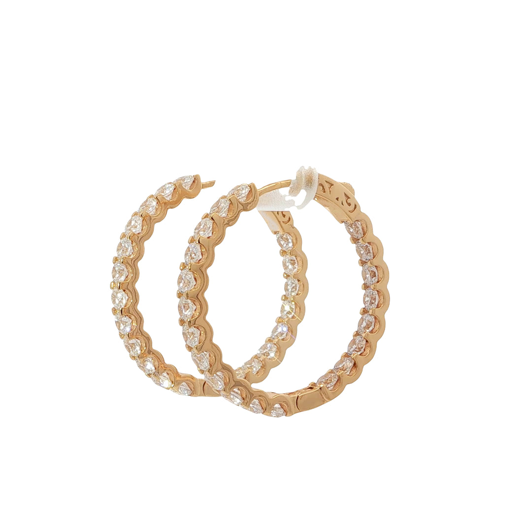 Gold Bold Stone Hoop Earrings