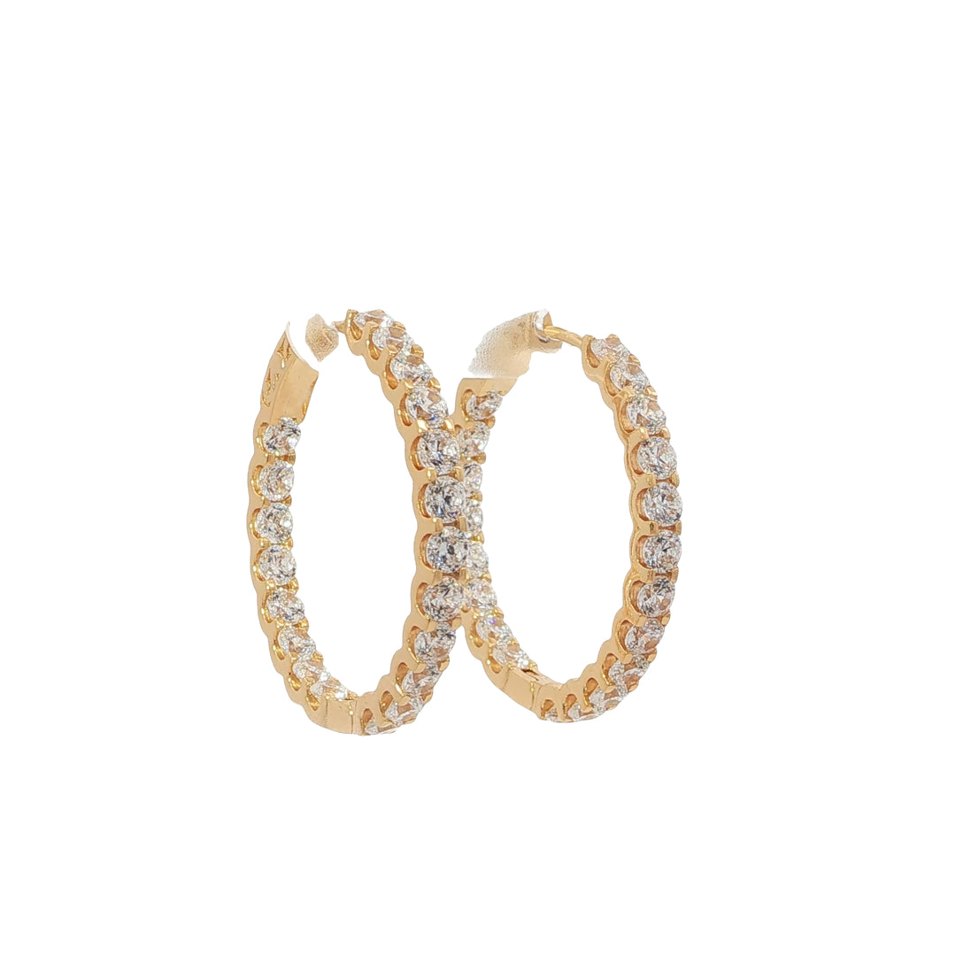 Gold Bold Stone Hoop Earrings