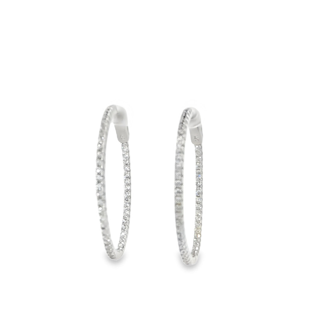 Thin Stone-Set Hoop Earrings