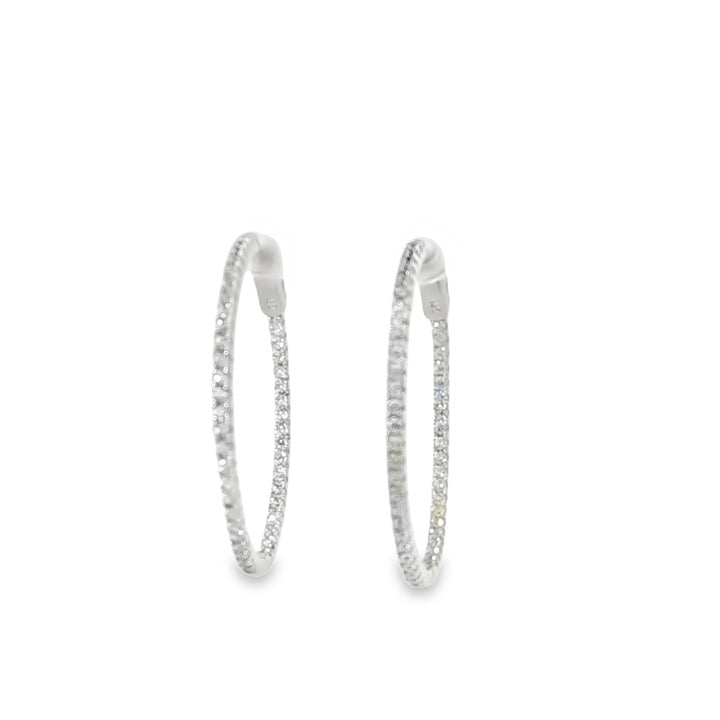Thin Stone-Set Hoop Earrings