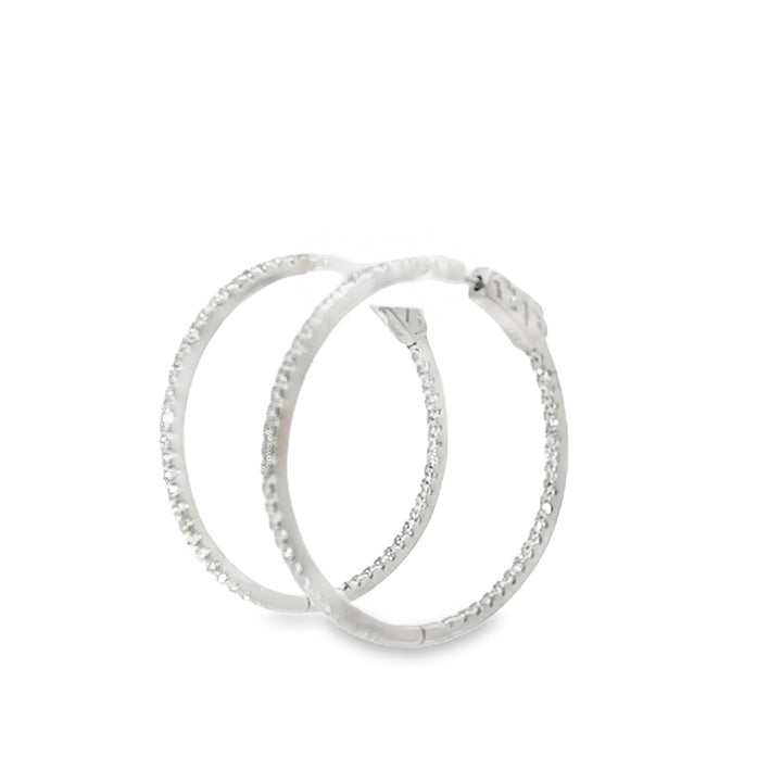 Thin Stone-Set Hoop Earrings