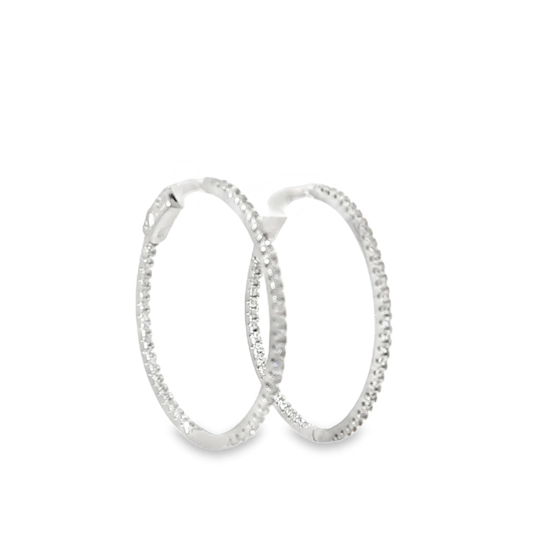 Thin Stone-Set Hoop Earrings
