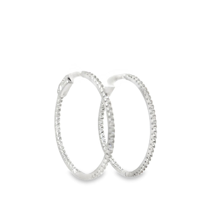 Thin Stone-Set Hoop Earrings