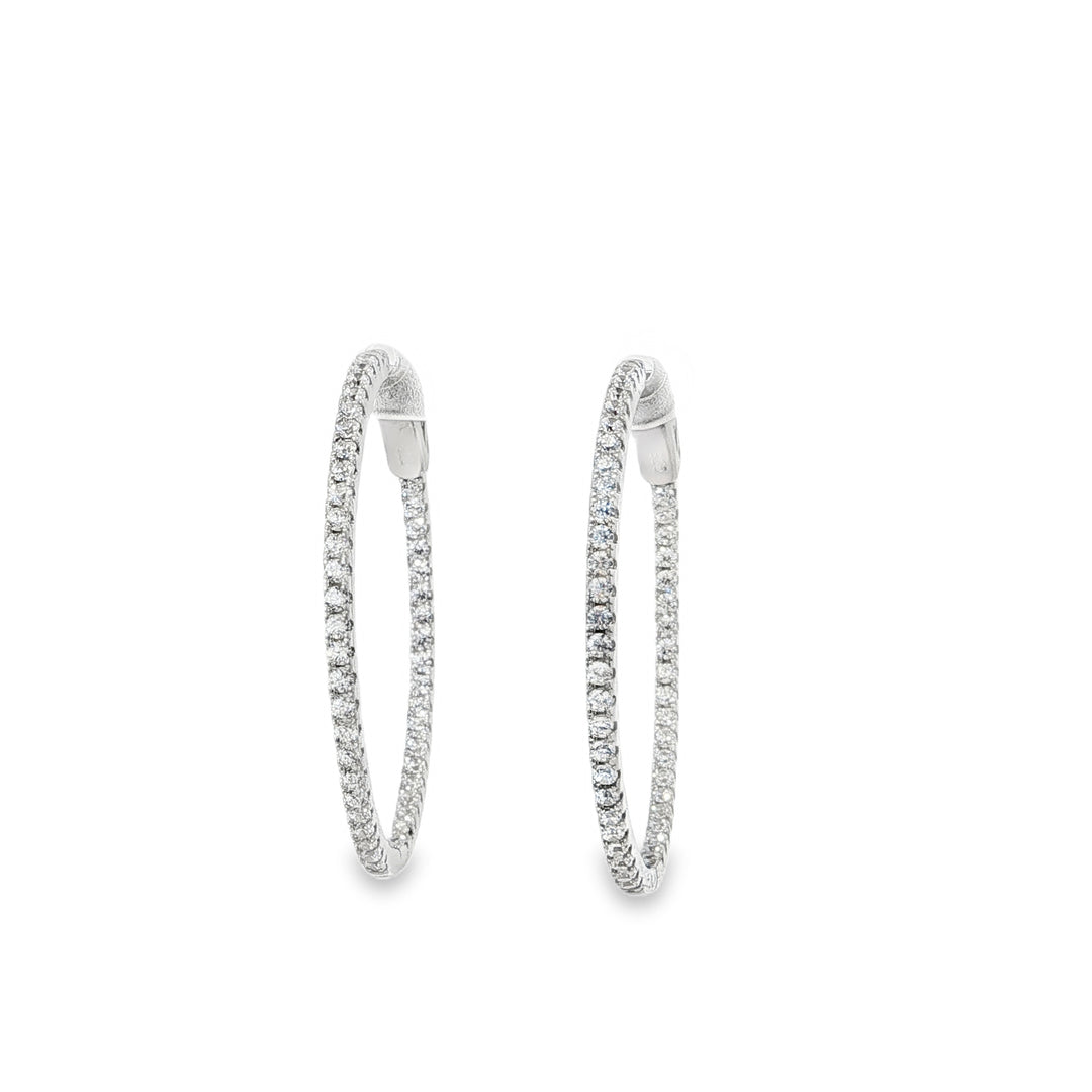 Large Thin Stone-Set Hoop Earrings