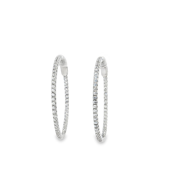 Large Thin Stone-Set Hoop Earrings