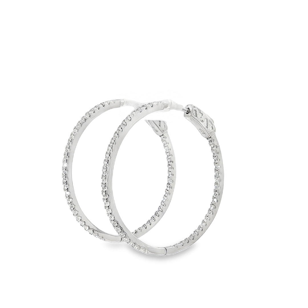 Large Thin Stone-Set Hoop Earrings