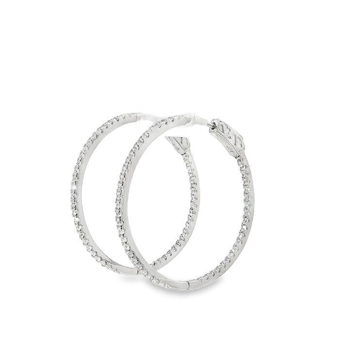 Large Thin Stone-Set Hoop Earrings