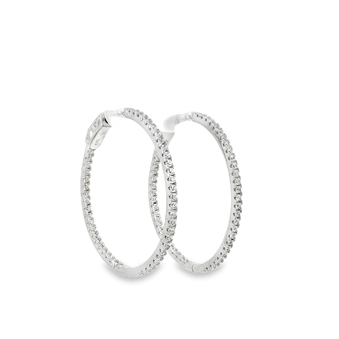 Large Thin Stone-Set Hoop Earrings