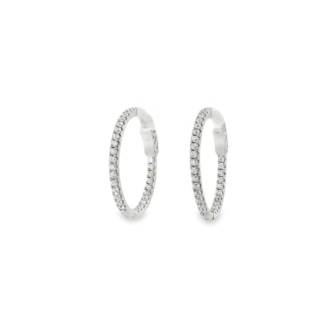 Small Thin Stone-Set Hoop Earrings