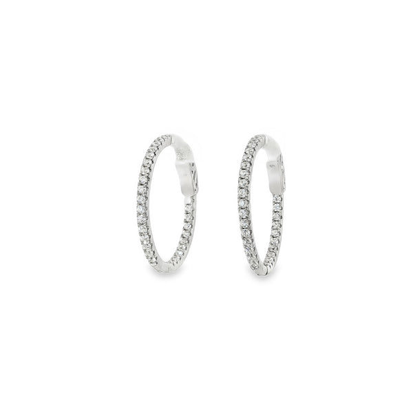 Small Thin Stone-Set Hoop Earrings