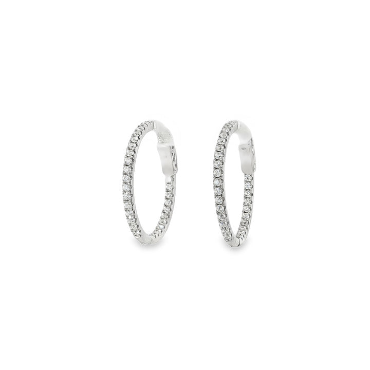 Small Thin Stone-Set Hoop Earrings