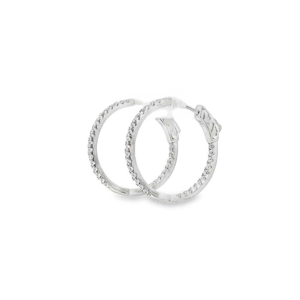 Small Thin Stone-Set Hoop Earrings