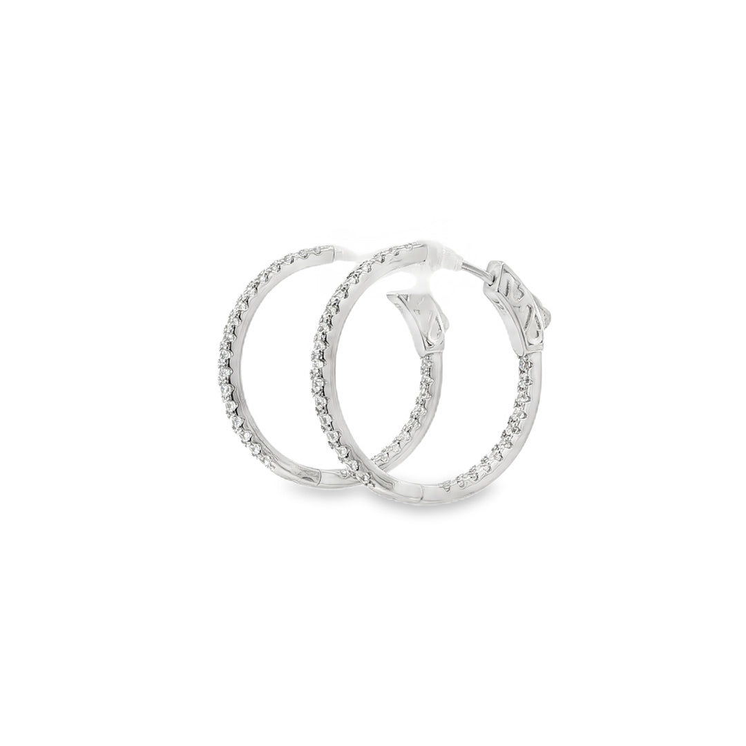 Small Thin Stone-Set Hoop Earrings