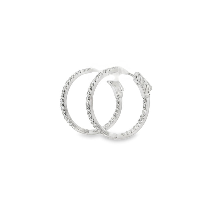 Small Thin Stone-Set Hoop Earrings