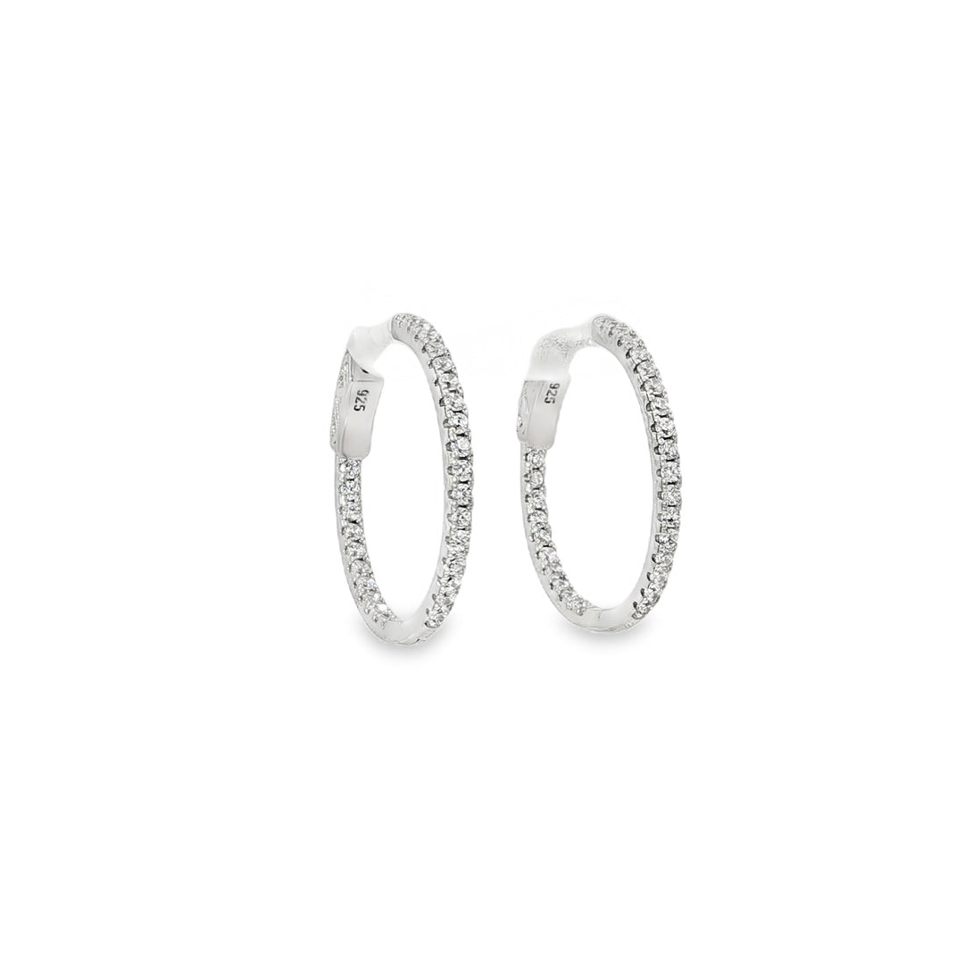 Small Thin Stone-Set Hoop Earrings
