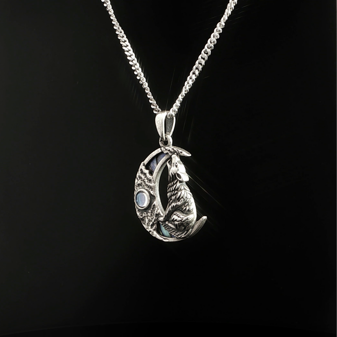 Moon Fox Blue Stone Necklace