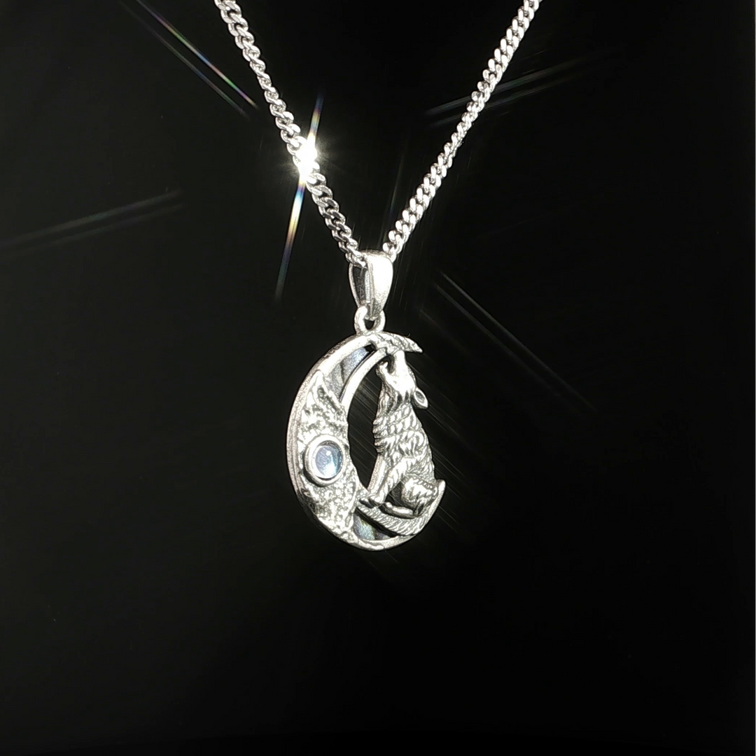 Moon Fox Blue Stone Necklace
