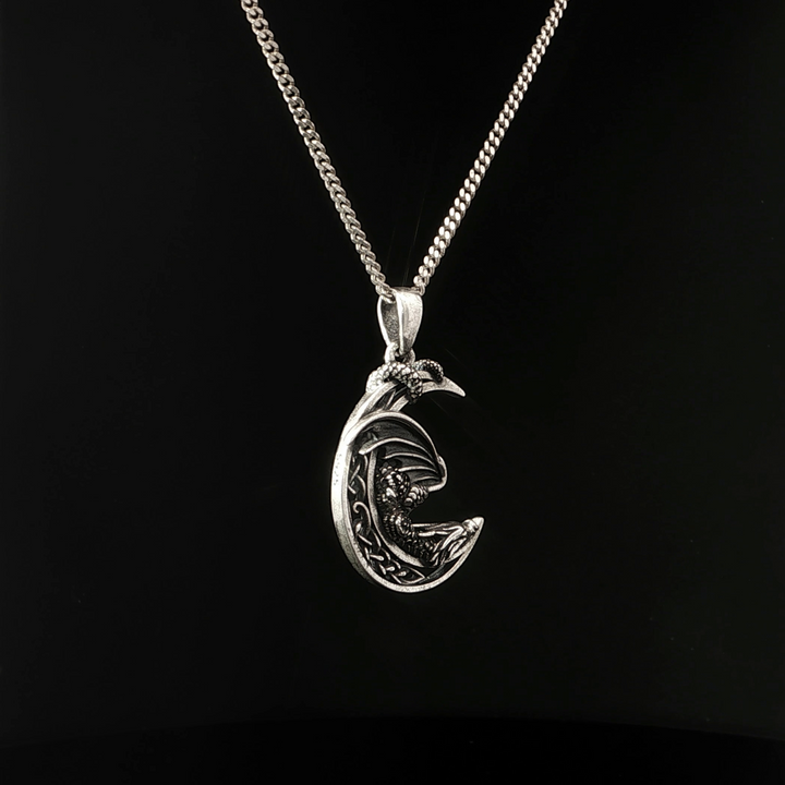 Dragon on Moon Necklace