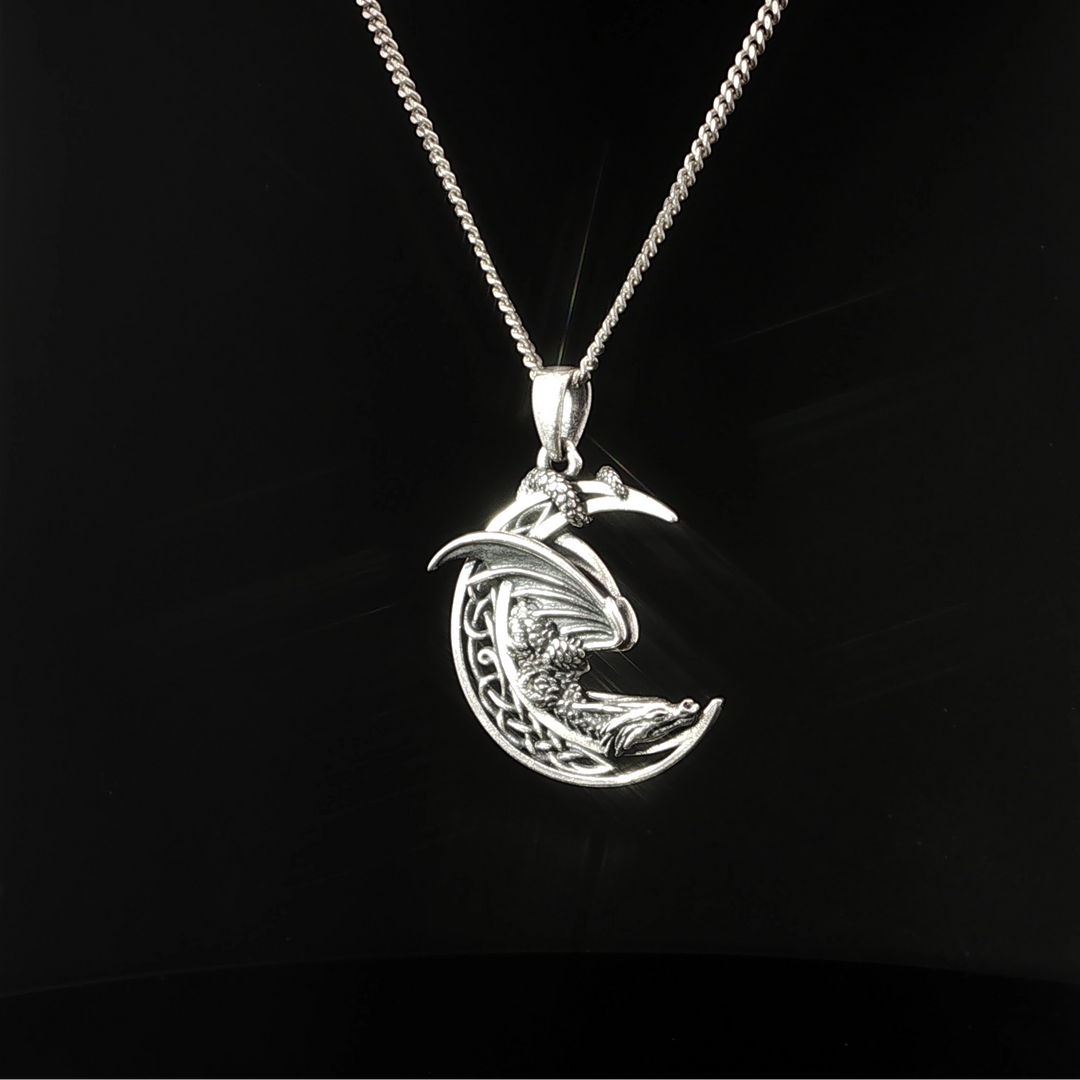 Dragon on Moon Necklace