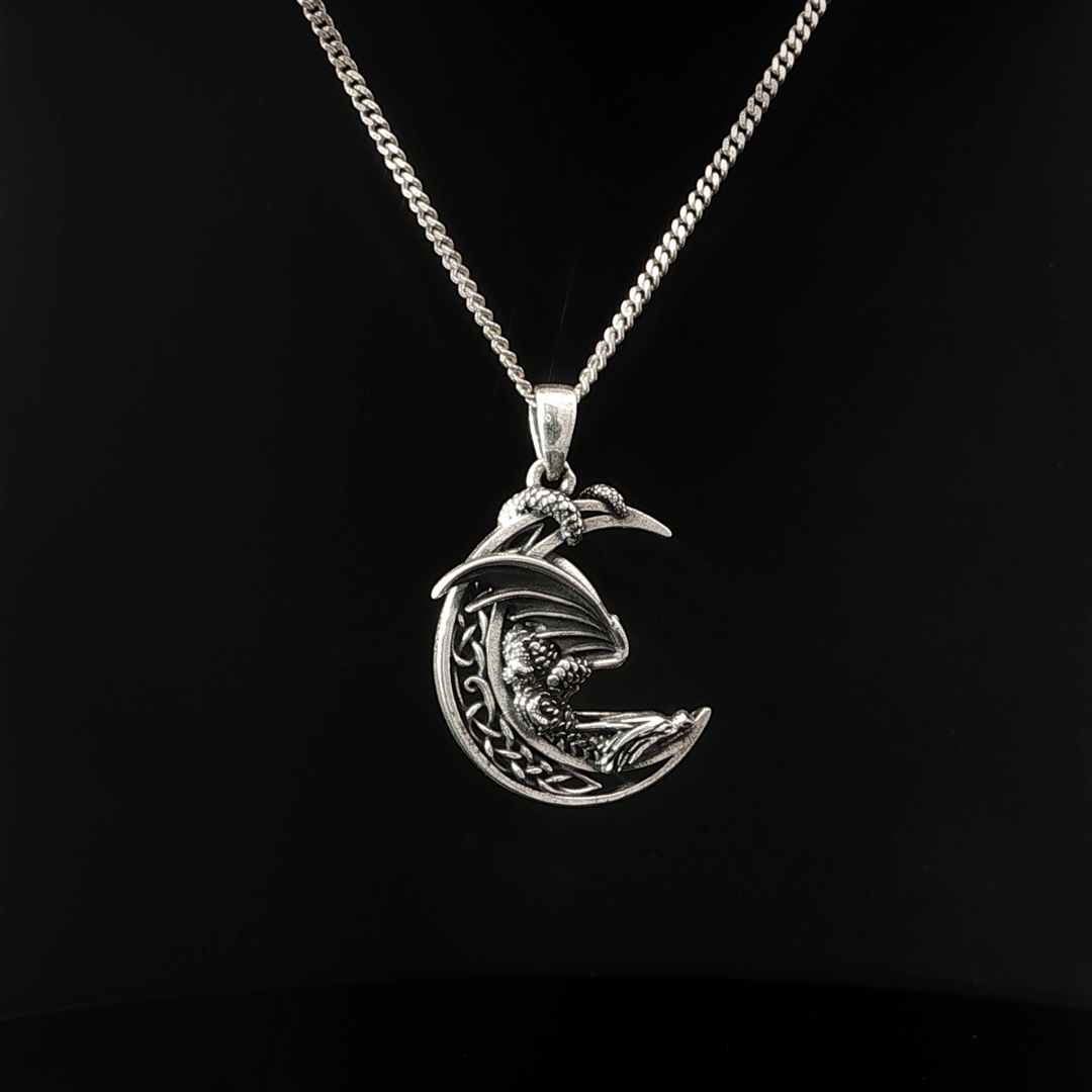 Dragon on Moon Necklace