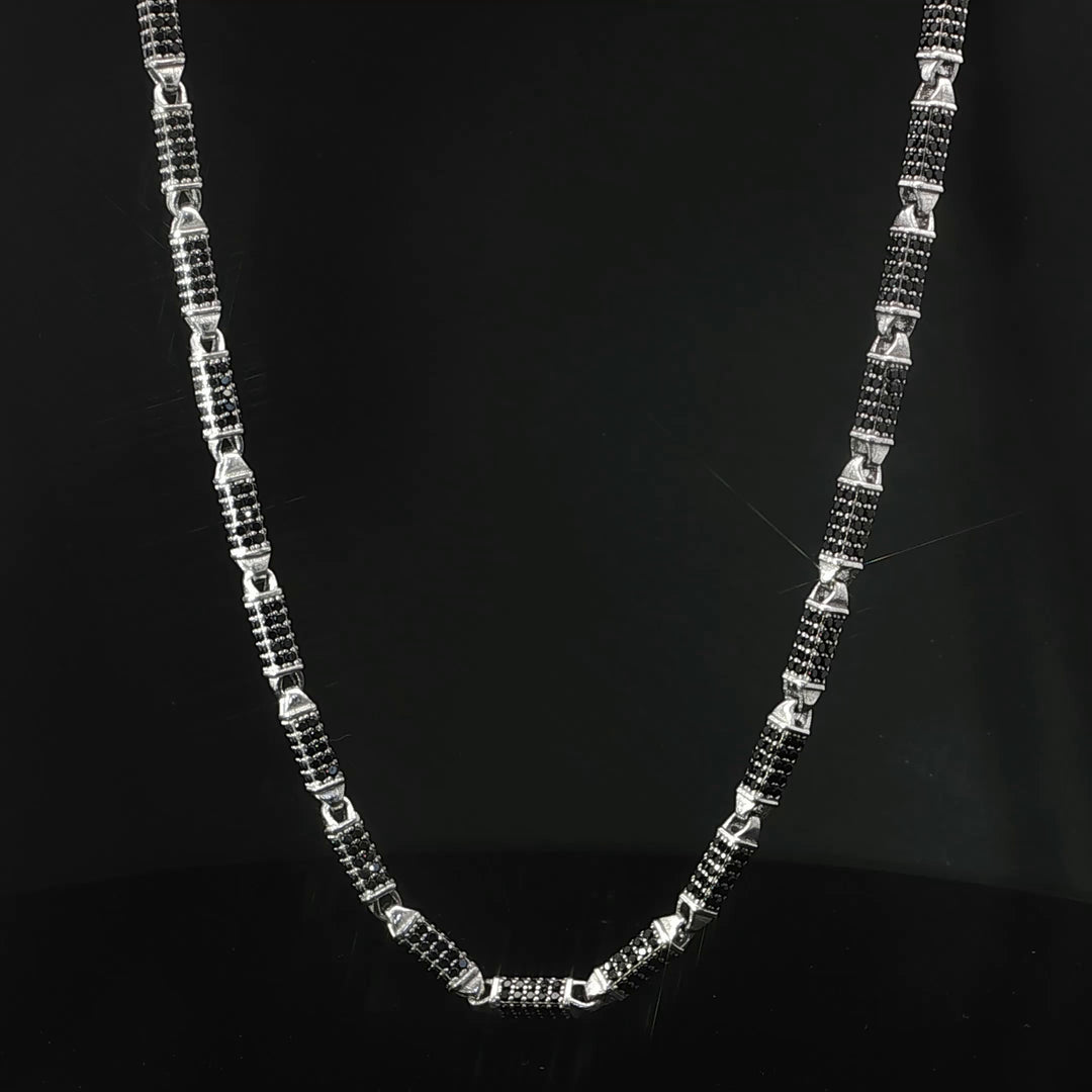 Mixed Bar Link Silver Chain
