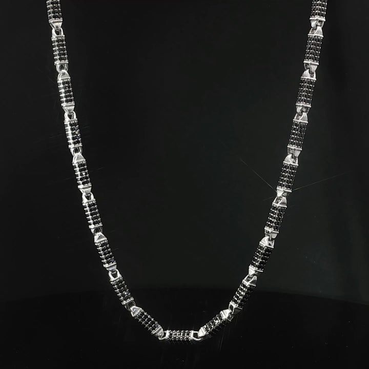 Mixed Bar Link Silver Chain