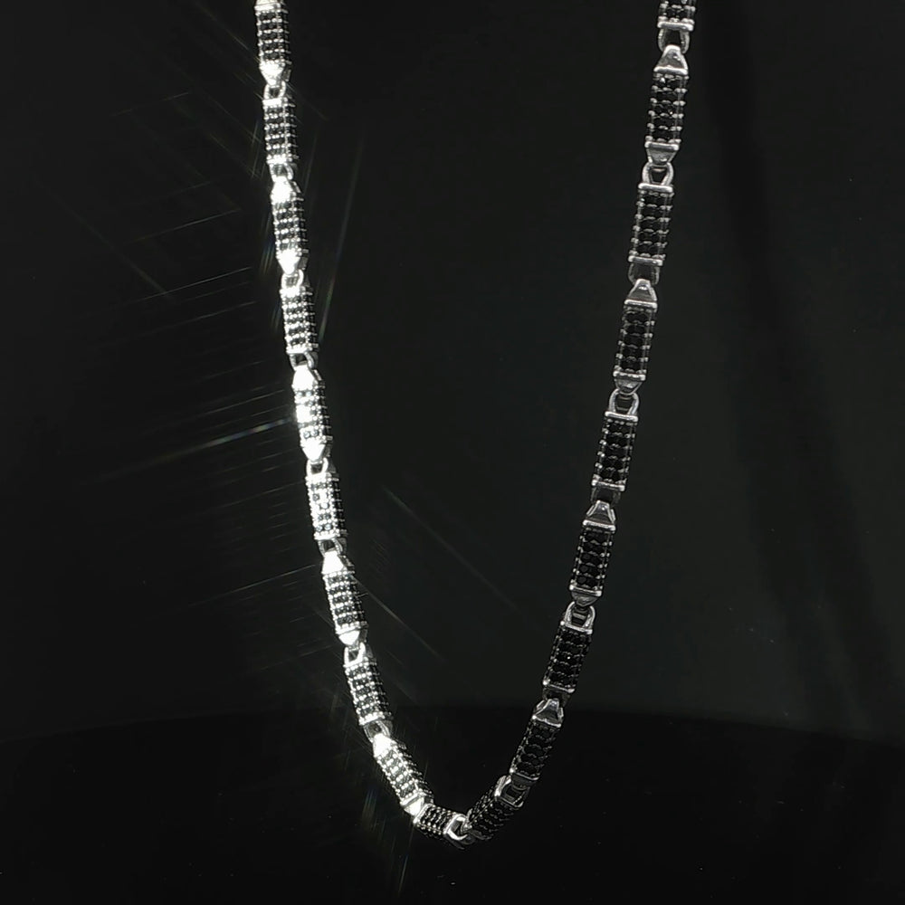 Mixed Bar Link Silver Chain