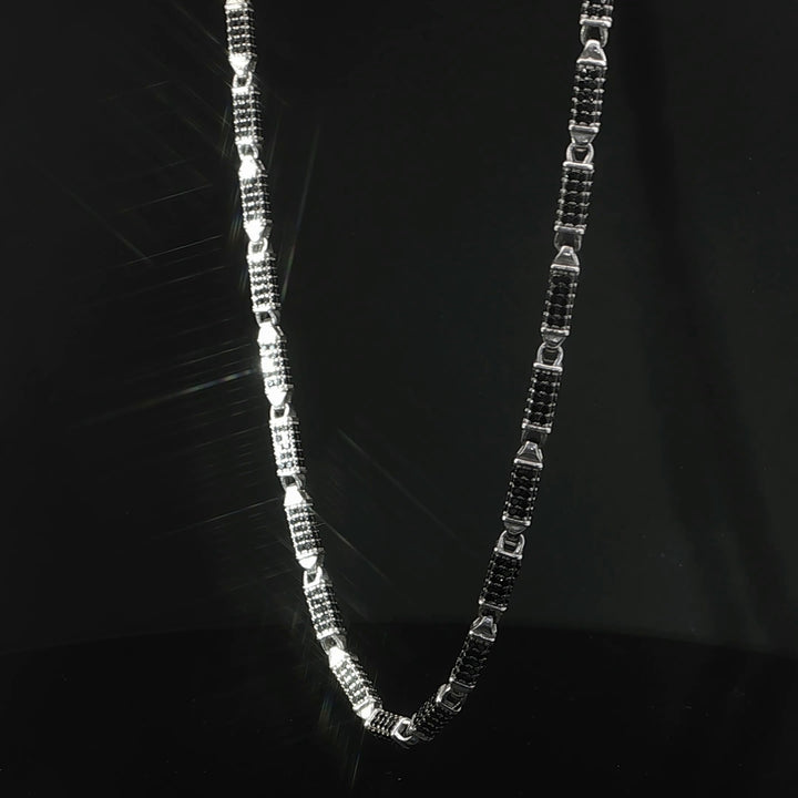 Mixed Bar Link Silver Chain
