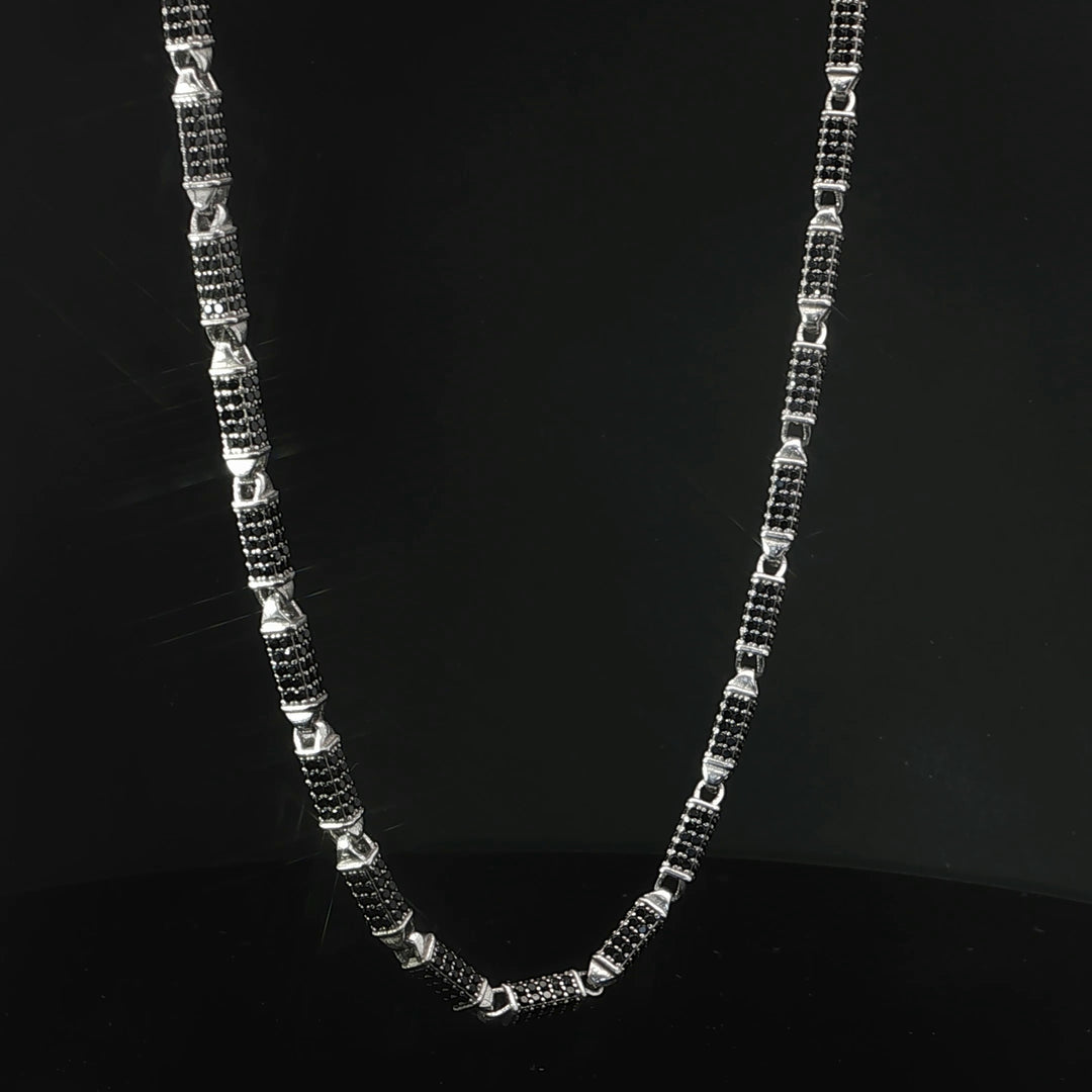 Mixed Bar Link Silver Chain