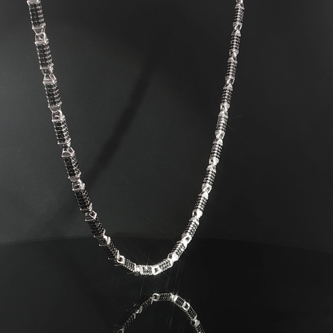 Mixed Bar Link Silver Chain