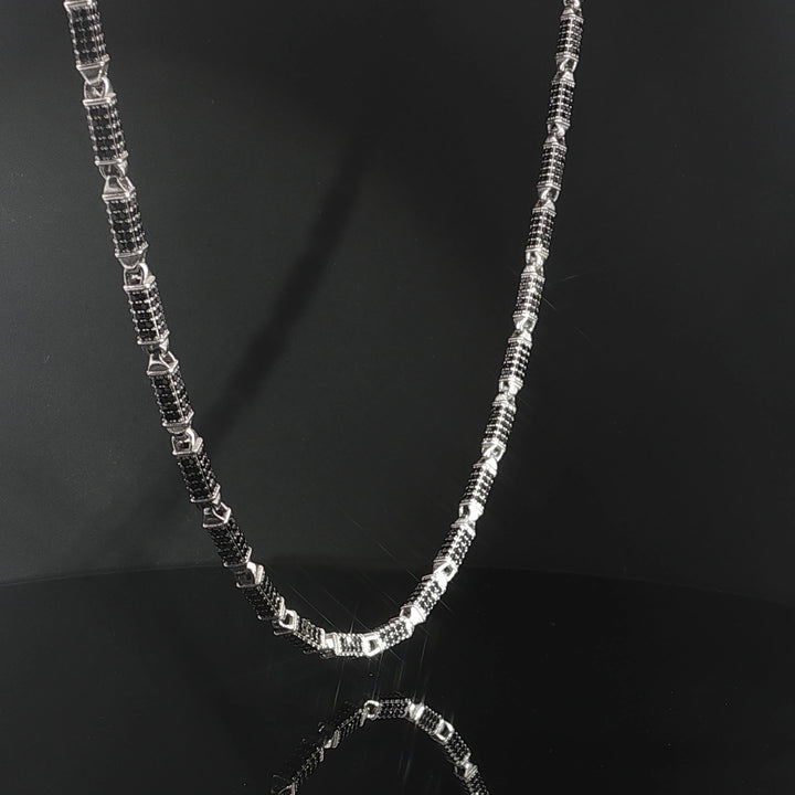 Mixed Bar Link Silver Chain